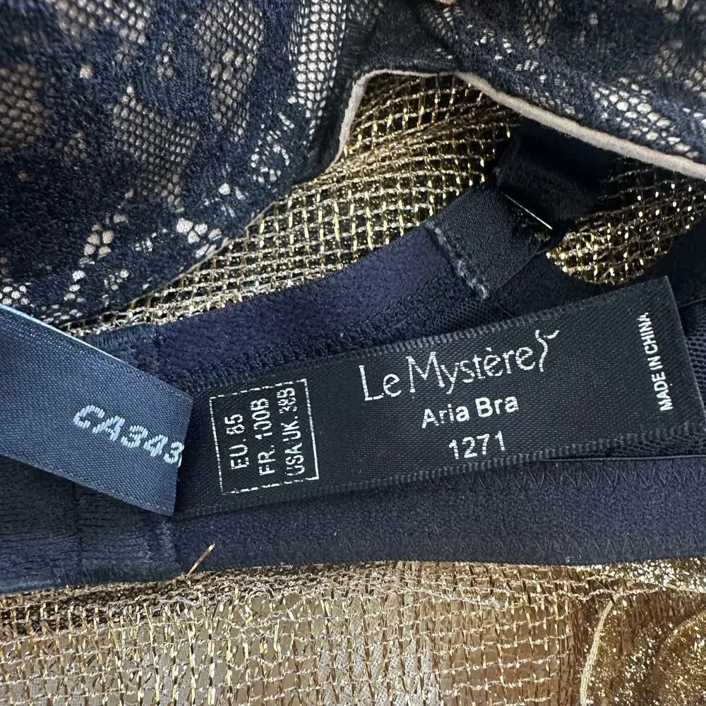 Le Mystere Aria 1271 Black Lace Push Up Bra sz 38B